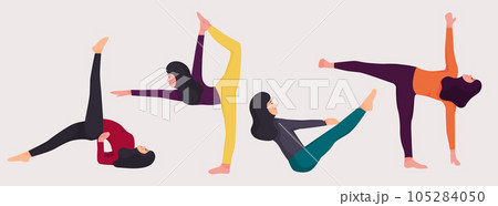 Illustration of women doing yoga pose exercise 105284050