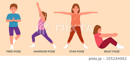 Illustration of men and women doing yoga pose exercises 105284062