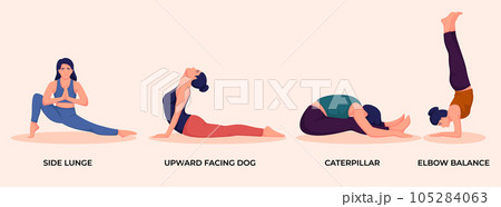 Illustration of women doing yoga pose exercises 105284063