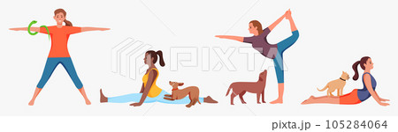 Illustration of women doing yoga pose exercises Illustration of women doing yoga pose exercises 105284064