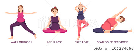 Illustration of men and women doing yoga pose exercises Illustration of men and women doing yoga pose exercises 105284066