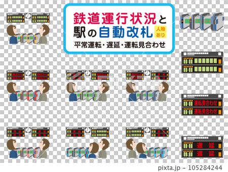 鉄道運行状況掲示板_人物入り_セット 105284244