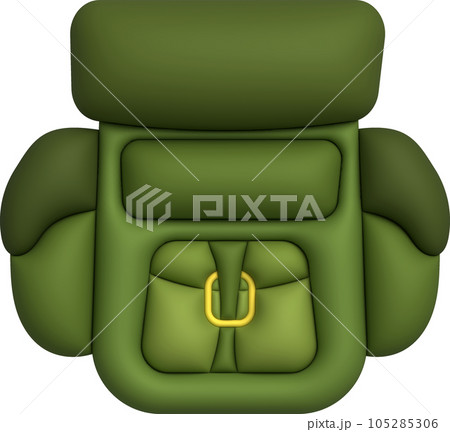 3d illustration travel bag backpack camp backpacking with camping hiking travel equipment. 105285306