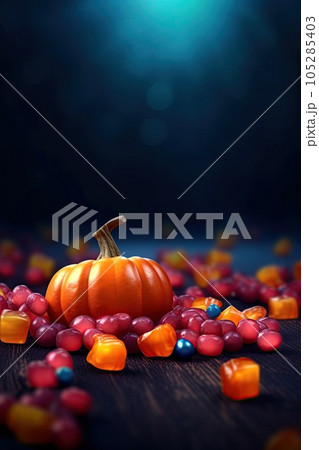 Halloween sweet colorful candies dark background 105285403