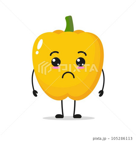 Unhappy Yellow Paprika Stand Alone With Sad Face 105286113