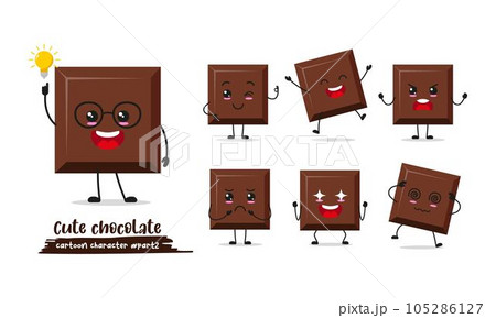 Chocolate cartoon with many expressions. different Dessert activity vector illustration flat design. Funny Chocolate Set for children story book. Chocolate cartoon with many expressions. different Dessert activity vector illustration flat design. Funny Chocolate Set for children story book. 105286127