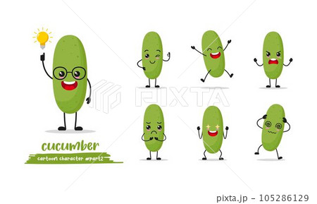 Happy cucumber cartoon with many expressions. different vegetable activity vector illustration flat design. smart onion for children story book. Happy cucumber cartoon with many expressions. different vegetable activity vector illustration flat design. smart onion for children story book. 105286129