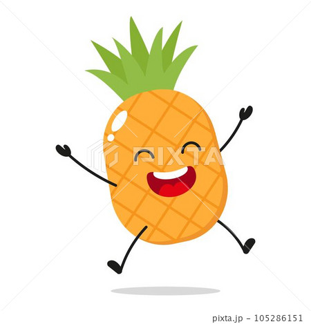 Single Pineapple Fruit Jumping In The Air Vector Illustration Single Pineapple Fruit Jumping In The Air Vector Illustration 105286151