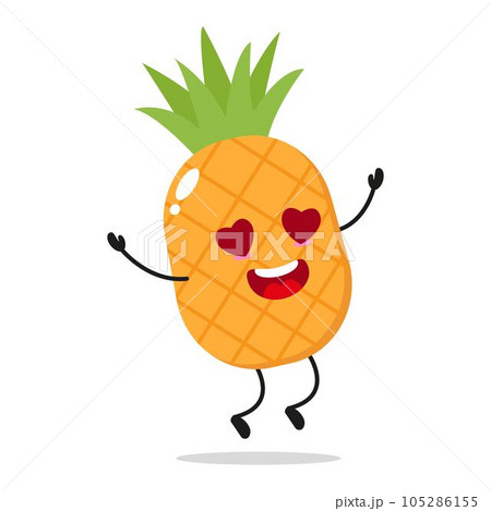 Single Fall In Love Pineapple Fruit Jumping In The Air Vector Illustration	 105286155