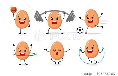 Egg Exercise Different Sport Activity Vector Illustration Sticker Egg Exercise Different Sport Activity Vector Illustration Sticker 105286163