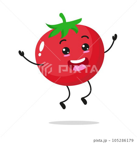 Cute Tomato Jump In The Air Vector Illustration Cute Tomato Jump In The Air Vector Illustration 105286179