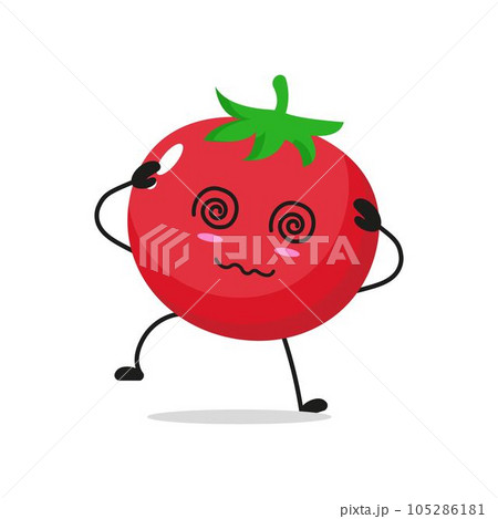 Single Dizzy Tomato Vegetable Drunk Vector Illustration 105286181