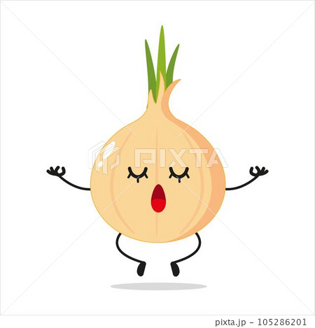 Calm Onion Meditation Yoga Vector Illustration Character 105286201