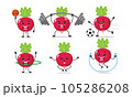 Radish Exercise Sport Different Activity Vector Illustration Sticker Character	 105286208