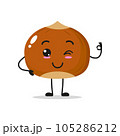 Happy Hazelnut Stand Alone, Blink and Say Okay with hand Vector Illustration Character 105286212