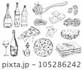 ワインと料理_イラスト7_手描き 105286242