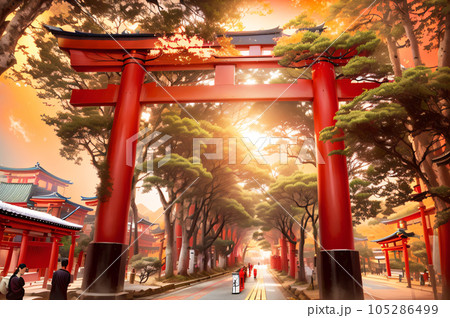 AI画像 大宮氷川神社の鳥居イメージ AI画像 大宮氷川神社の鳥居イメージ 105286499