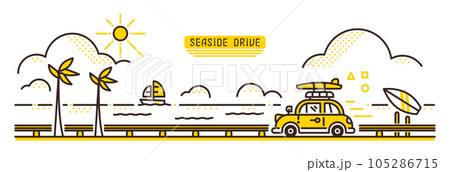 海沿いを走る車のイラスト 黄色の車 海沿いを走る車のイラスト 黄色の車 105286715