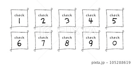 数字のあしらいセット　チェック　ベクター　手書き 105288619