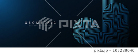 Dark blue abstract background with glowing geometric lines. Geometric stripe line art design. Modern shiny blue gradient lines. Futuristic concept. Horizontal banner template. Vector illustration Dark blue abstract background with glowing geometric lines. Geometric stripe line art design. Modern shiny blue gradient lines. Futuristic concept. Horizontal banner template. Vector illustration 105289040