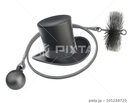 Chimney sweeper cleaning equipment isolated on white background - 3d illustration 105289720