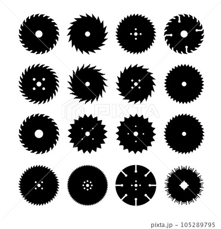 Circular saw. Rotary flat blades saw machine, cut teeth machine for carpentry, machine for wood construction. Vector 105289795