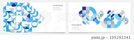 幾何学 抽象 青 夏 レトロ 背景 セット 105291341