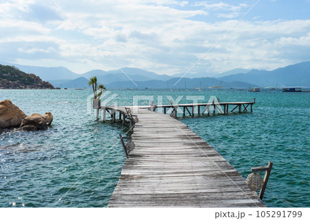 Wooden pier on south china sea in vietnam  105291799