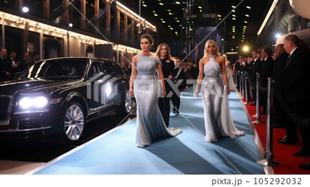 Stars in gorgeous evening gowns arrive in the red carpet for the festive awards ceremony. Stars in gorgeous evening gowns arrive in the red carpet for the festive awards ceremony. 105292032