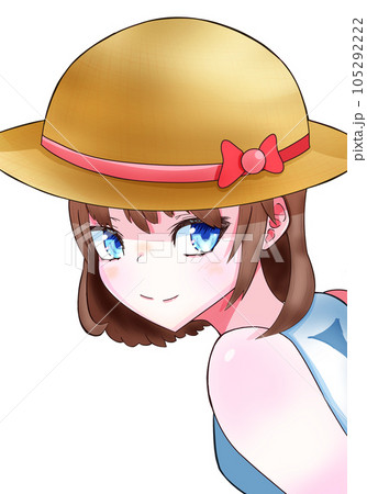 麦わら帽子をかぶった女の子 105292222