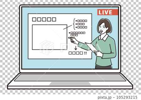 オンラインで説明するメガネの女性 105293215