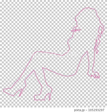 セクシーな女性のポーズシルエットのイラスト素材の線画 ベクター セクシーな女性のポーズシルエットのイラスト素材の線画 ベクター 105293297