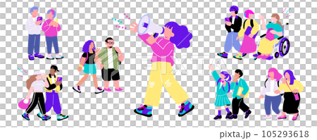 Illustration of a group of multicultural people imagining multinational society and diversity Illustration of a group of multicultural people imagining multinational society and diversity 105293618