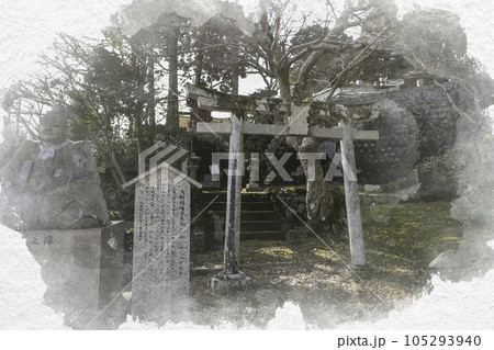 水彩画風　鳳源寺　稲荷大明神　広島県三次市 105293940