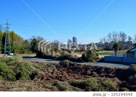 新三国橋から遠望する古河市の中心部 105294048