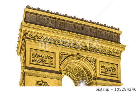 Arc de Triomphe (carved on white background), Paris, France. The walls of the arch are engraved with the names of 128 battles and names of 660 French military leaders (in French) 105294240