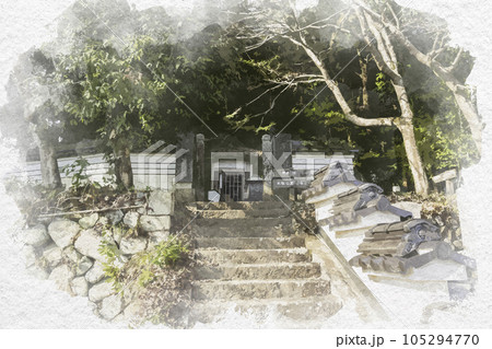 水彩画風 鳳源寺 瑤泉院遺髪塔 神道碑 広島県三次市 水彩画風 鳳源寺 瑤泉院遺髪塔 神道碑 広島県三次市 105294770