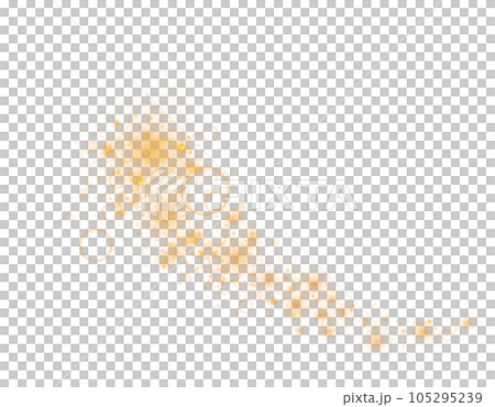 Yellow sparks glitter special light effect. Sparkles on transparent background. Christmas abstract pattern. Sparkling magic dust particles. PNG. 105295239