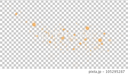 Yellow sparks glitter special light effect. Sparkles on transparent background. Christmas abstract pattern. Sparkling magic dust particles. PNG. 105295287