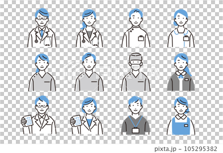 人物 医療従事者のアイコンセット 人物 医療従事者のアイコンセット 105295382