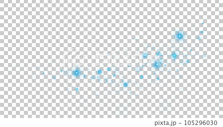 Blue sparks glitter special light effect. Sparkles on transparent background. Christmas abstract pattern. Sparkling magic dust particles. PNG. 105296030
