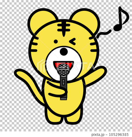 Illustration of a singing tiger Illustration of a singing tiger 105296385