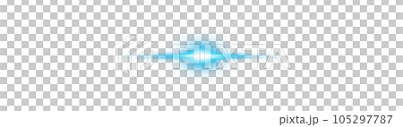 Blue horizontal lens flares. Laser beams, horizontal light rays. Beautiful light flares. Glowing streaks on transparent background. PNG. 105297787