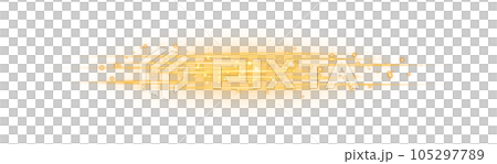 Yellow horizontal lens flares. Laser beams, horizontal light rays. Beautiful light flares. Glowing streaks on transparent background. PNG. 105297789