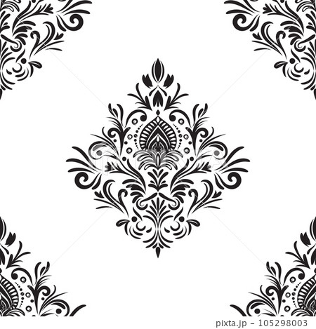 Damask floral motif tile pattern. Luxury tile isolated element. Damask floral motif tile pattern. Luxury tile isolated element. 105298003