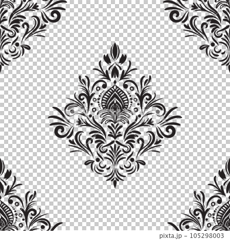 Damask floral motif tile pattern. Luxury tile isolated element. Damask floral motif tile pattern. Luxury tile isolated element. 105298003