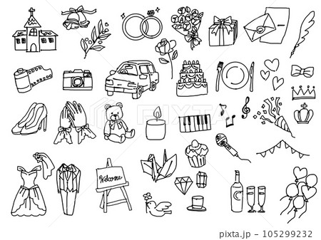 結婚式イラスト色々線画 105299232