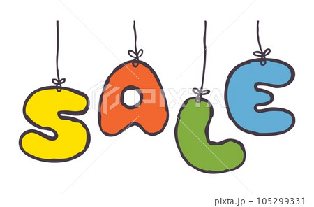 Doodle sale banner. Hand drawn letters. Promotion and marketing concept lettering Doodle sale banner. Hand drawn letters. Promotion and marketing concept lettering 105299331