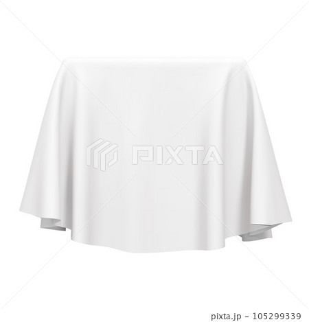 White fabric covering a cube or rectangular shape White fabric covering a cube or rectangular shape 105299339