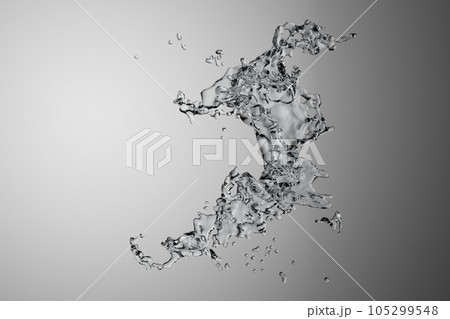 弾け飛ぶ水の3Dイラスト 105299548
